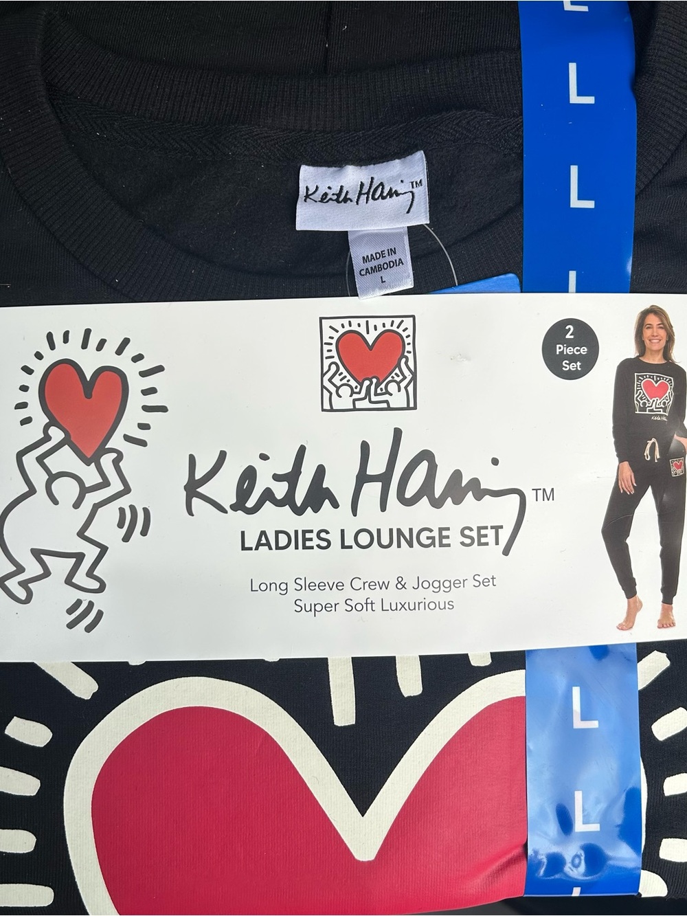 Ladies Black & Red Heart Lounge Set New